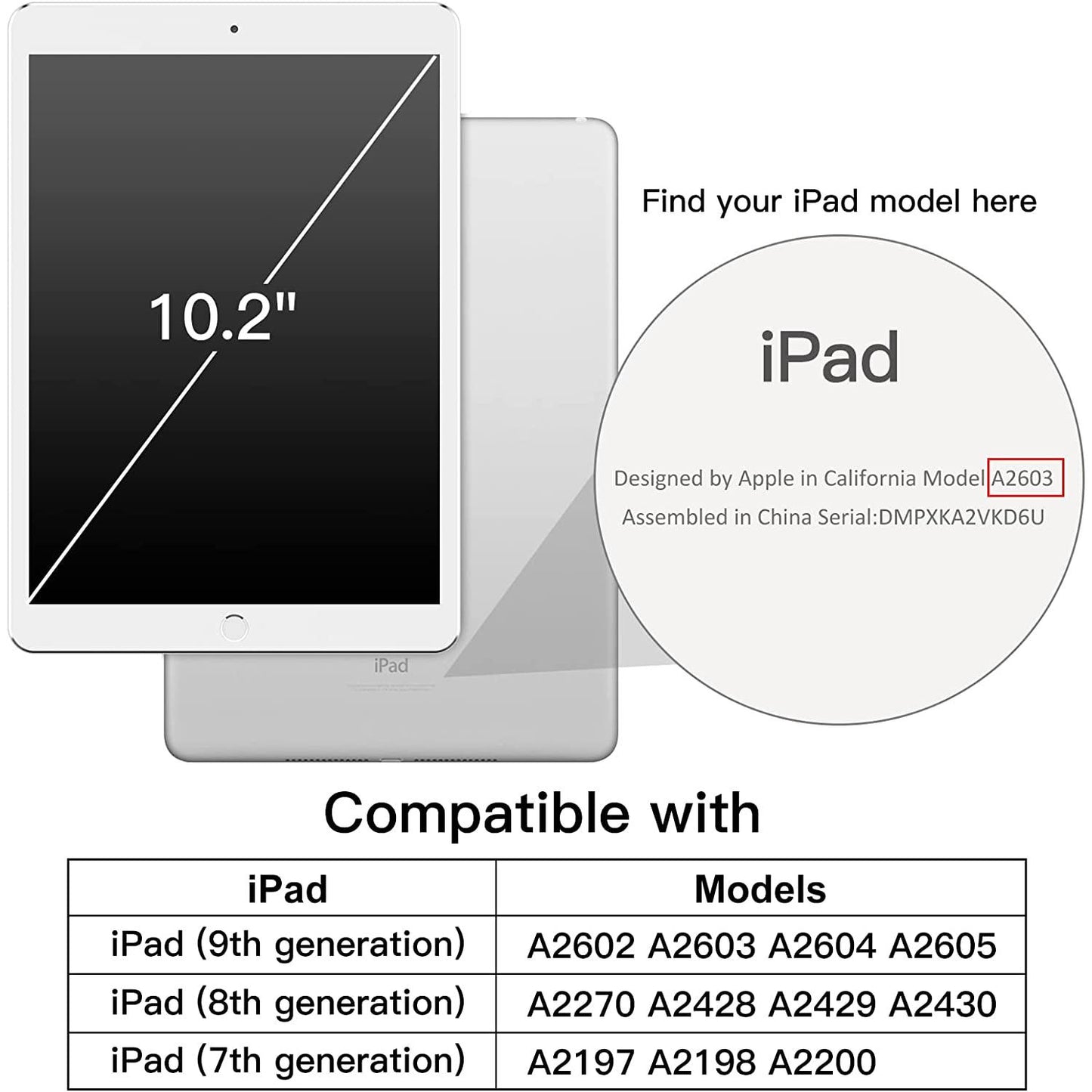 Hoes voor iPad 10,2-inch (2021/2020/2019-model, 9e/8e/7e Generatie), Case met Automatisch Wekken/Slapen - NLMAX