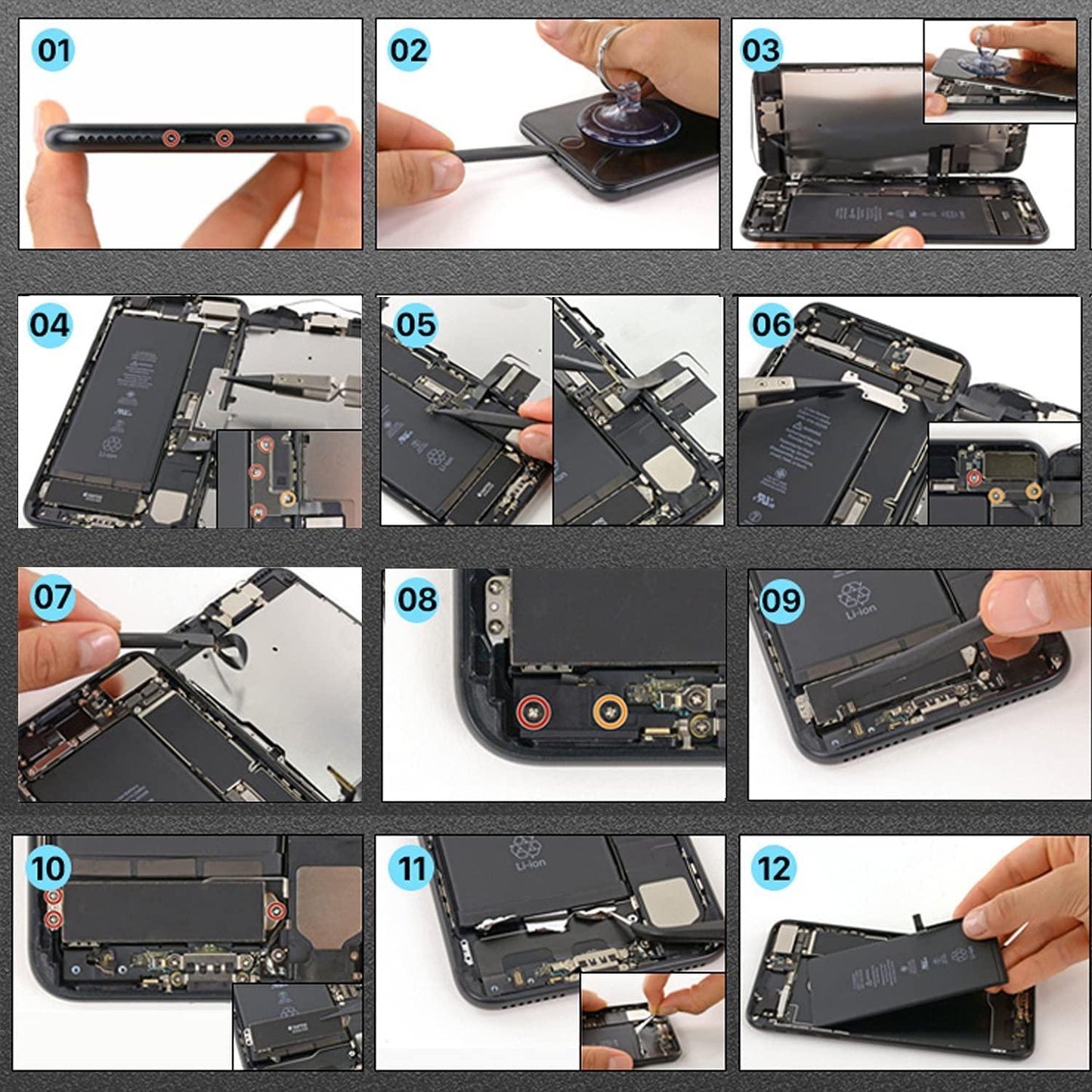 iPhone 7 Accu Battery met hoge capaciteit, met Repair Kit & Replacement Adhesive Strips - NLMAX