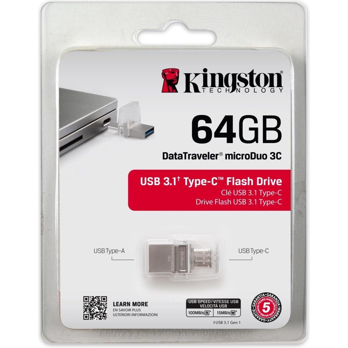 Kingston Dual Port microDuo 3C - DUO USB stick - 64 GB - NLMAX