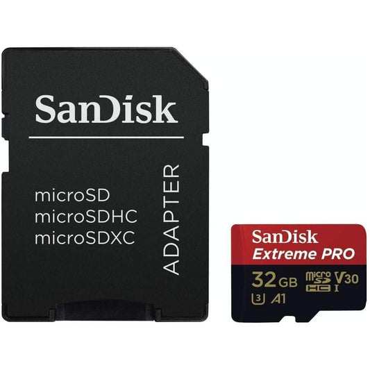 SanDisk Extreme PRO 32 GB MicroSDHC UHS‐I‐Kaart Met SD-Adapter (A1 App Performance, 2 Jaar RescuePRO Deluxe Software, Leessnelheden Tot 100 MB/s, Class 10, UHS-I, U3, V30, 30 Jaar Garantie) Zwart - NLMAX