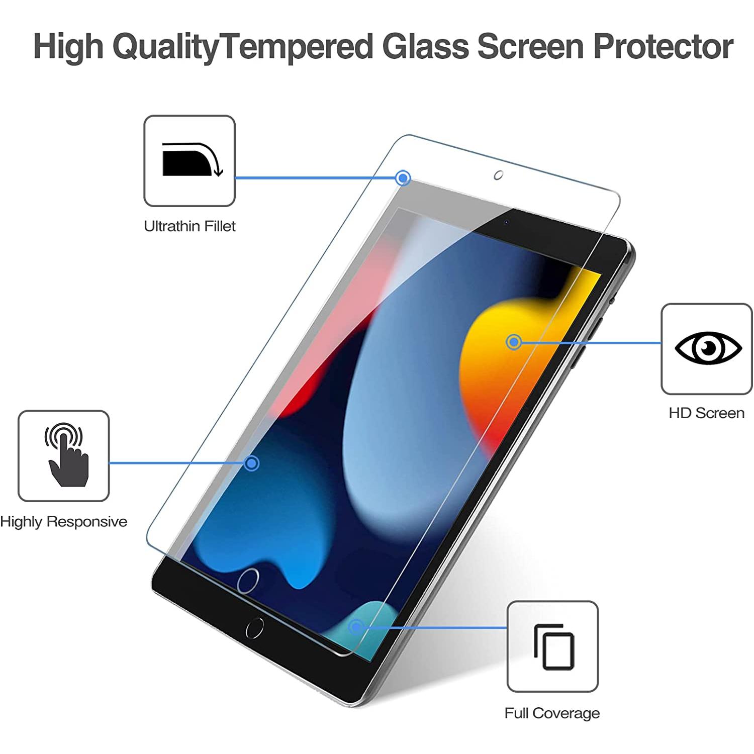 Screen Protector voor iPad 10,2 Inch 2021 9e / 2020 8e / 2019 7e Generatie, Beschermglas Gehard Glas - 9H Helder - NLMAX